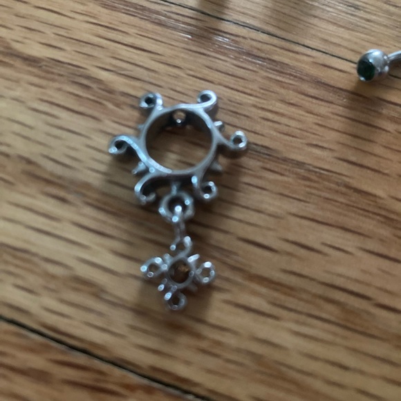 NEW stainless steel body jewelry assorted rhinestone colors 9 in all plus charm - Picture 3 of 3